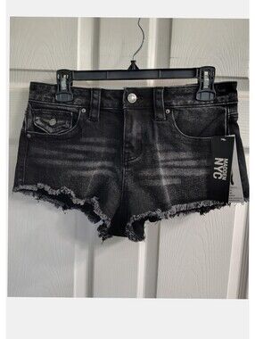 Madden NYC 'Micro Shorts' Distressed Black Denim - Junior Size 2  *NWT*